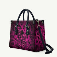 Aotearoa Maori Hei Tiki Leather Bag Mawhero Kowhaiwhai Puhoro Motif LT9 Pink - Polynesian Pride