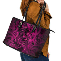 Aotearoa Maori Hei Tiki Leather Tote Bag Mawhero Kowhaiwhai Puhoro Motif LT9 - Polynesian Pride