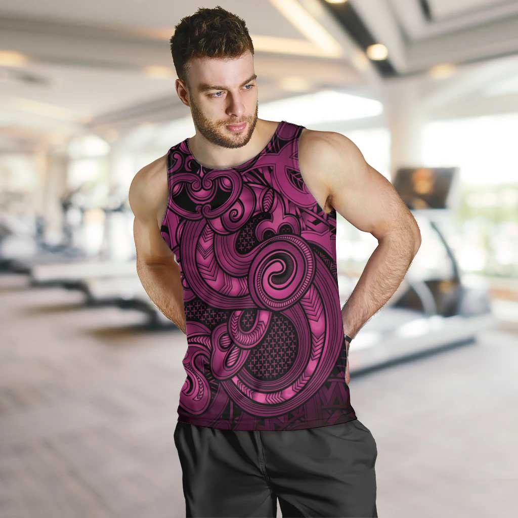 Aotearoa Maori Hei Tiki Men Tank Top Mawhero Kowhaiwhai Puhoro Motif LT9 Pink - Polynesian Pride