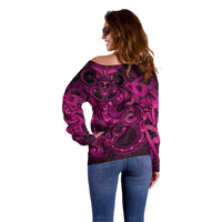 Aotearoa Maori Hei Tiki Off Shoulder Sweater Mawhero Kowhaiwhai Puhoro Motif LT9 - Polynesian Pride