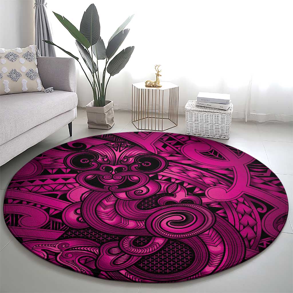Aotearoa Maori Hei Tiki Round Carpet Mawhero Kowhaiwhai Puhoro Motif LT9 - Polynesian Pride