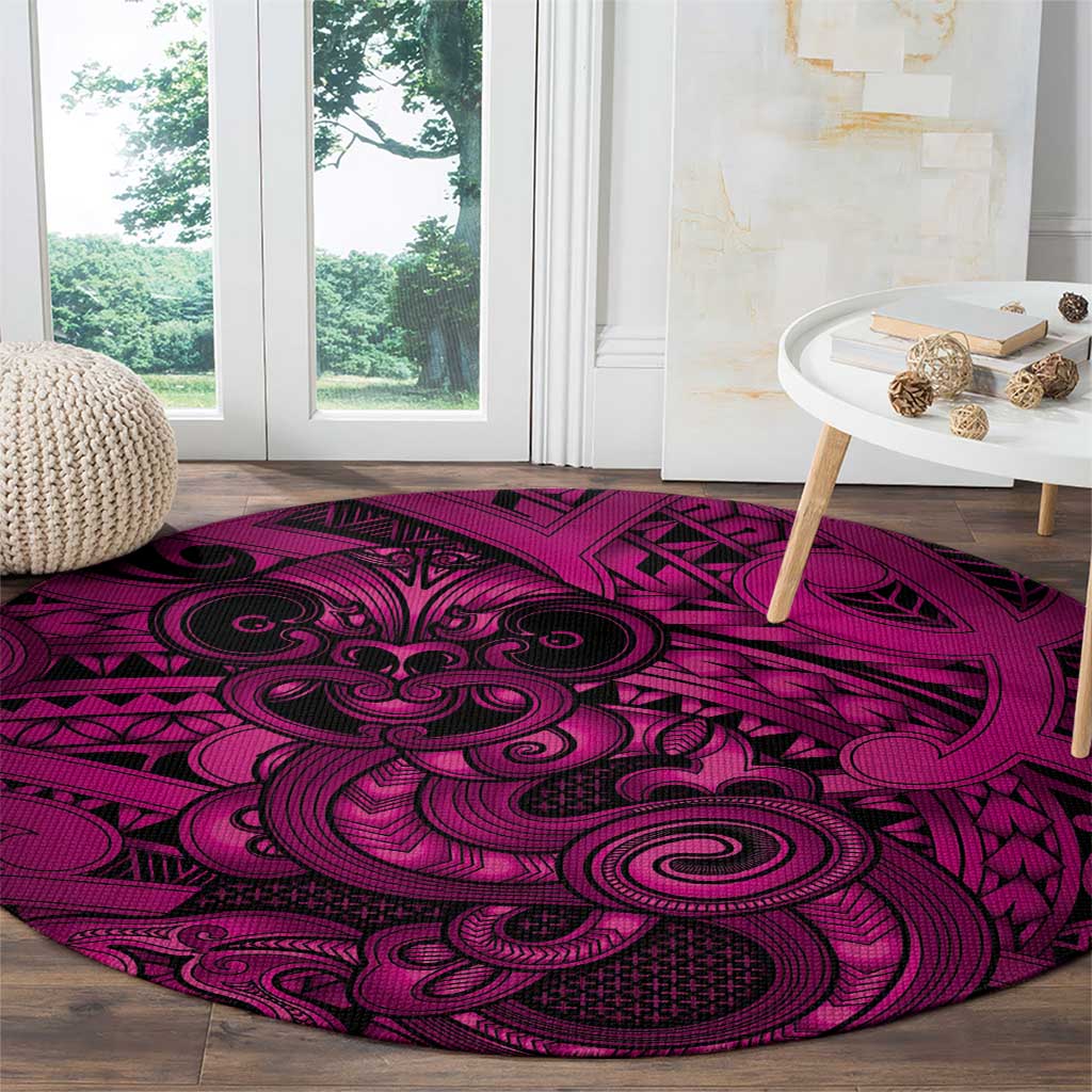 Aotearoa Maori Hei Tiki Round Carpet Mawhero Kowhaiwhai Puhoro Motif LT9 - Polynesian Pride