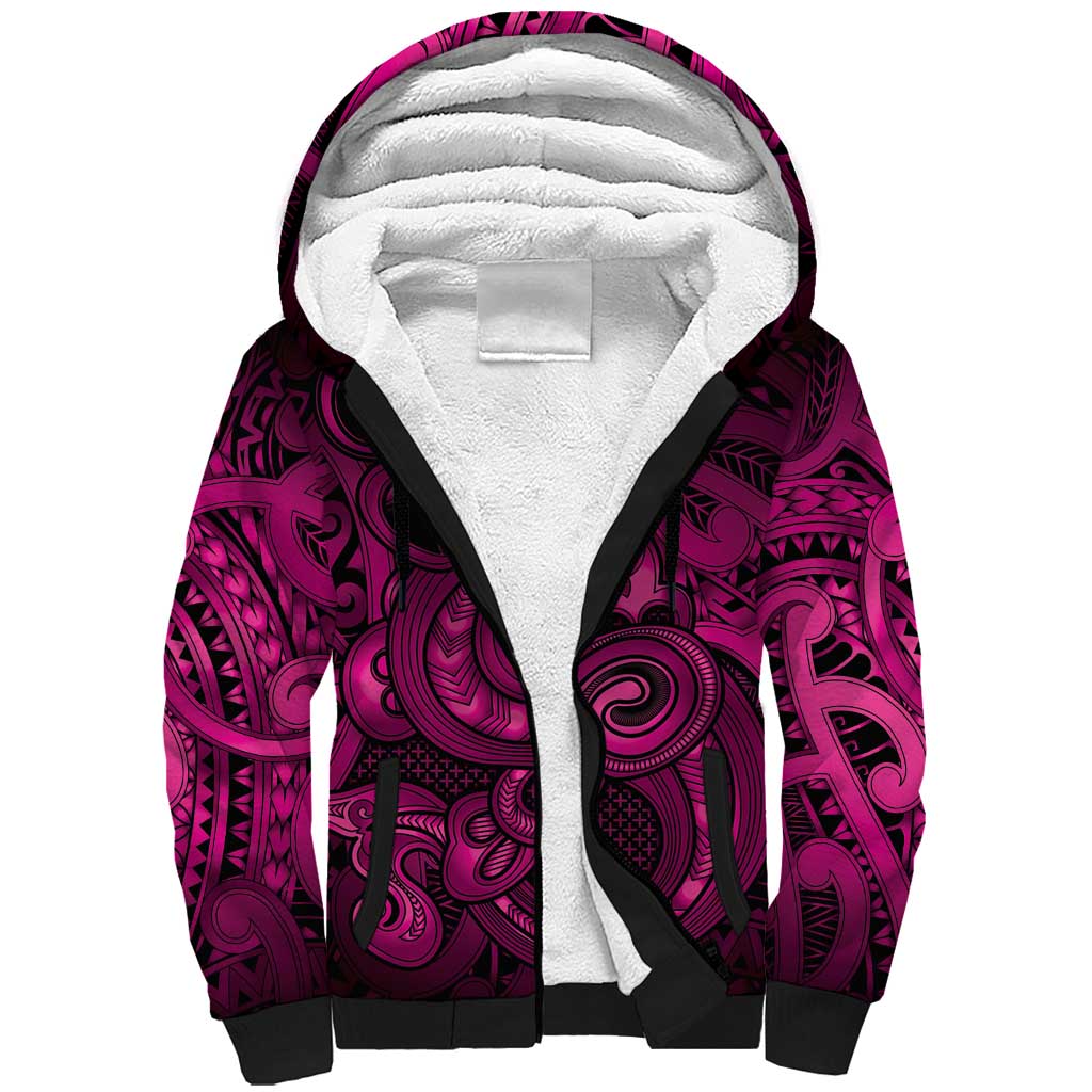 Aotearoa Maori Hei Tiki Sherpa Hoodie Mawhero Kowhaiwhai Puhoro Motif
