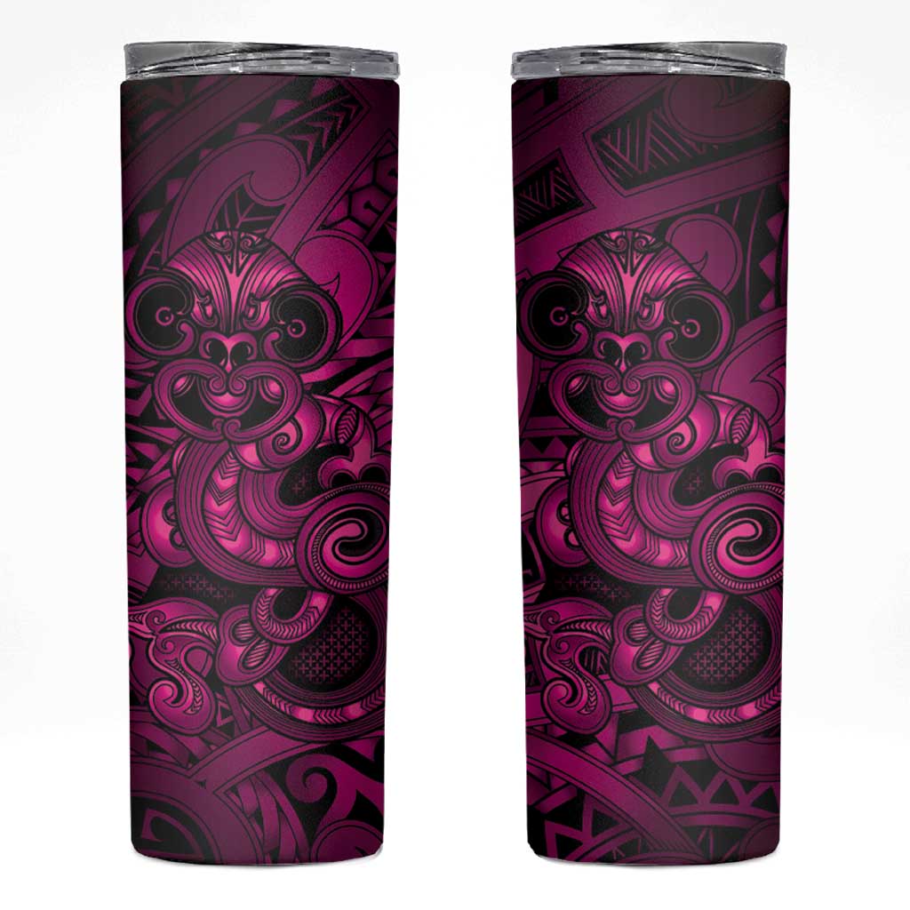 Aotearoa Maori Hei Tiki Skinny Tumbler Mawhero Kowhaiwhai Puhoro Motif LT9 Pink - Polynesian Pride