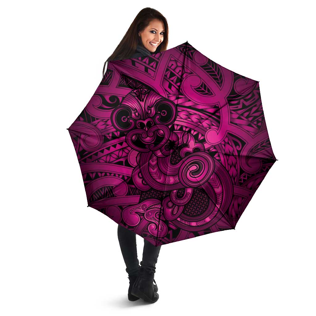 Aotearoa Maori Hei Tiki Umbrella Mawhero Kowhaiwhai Puhoro Motif LT9 - Polynesian Pride