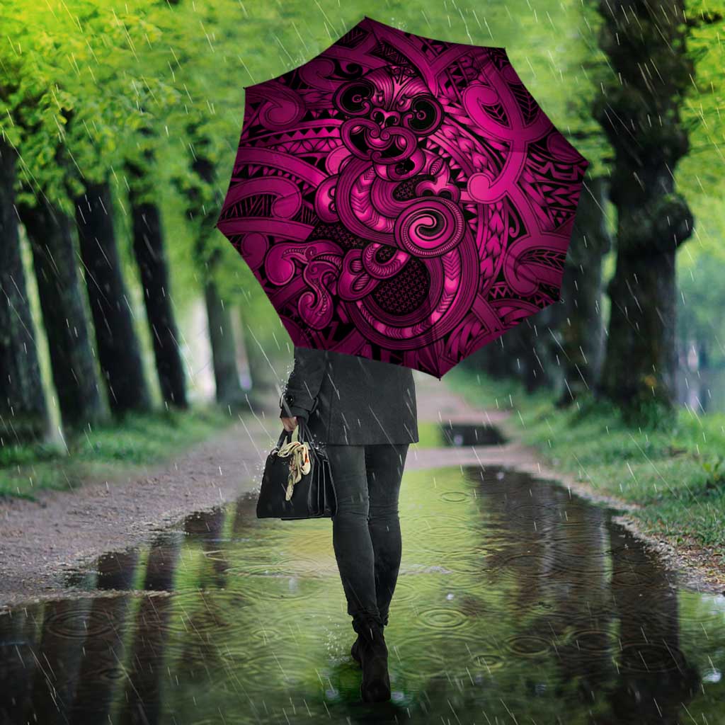 Aotearoa Maori Hei Tiki Umbrella Mawhero Kowhaiwhai Puhoro Motif LT9 - Polynesian Pride