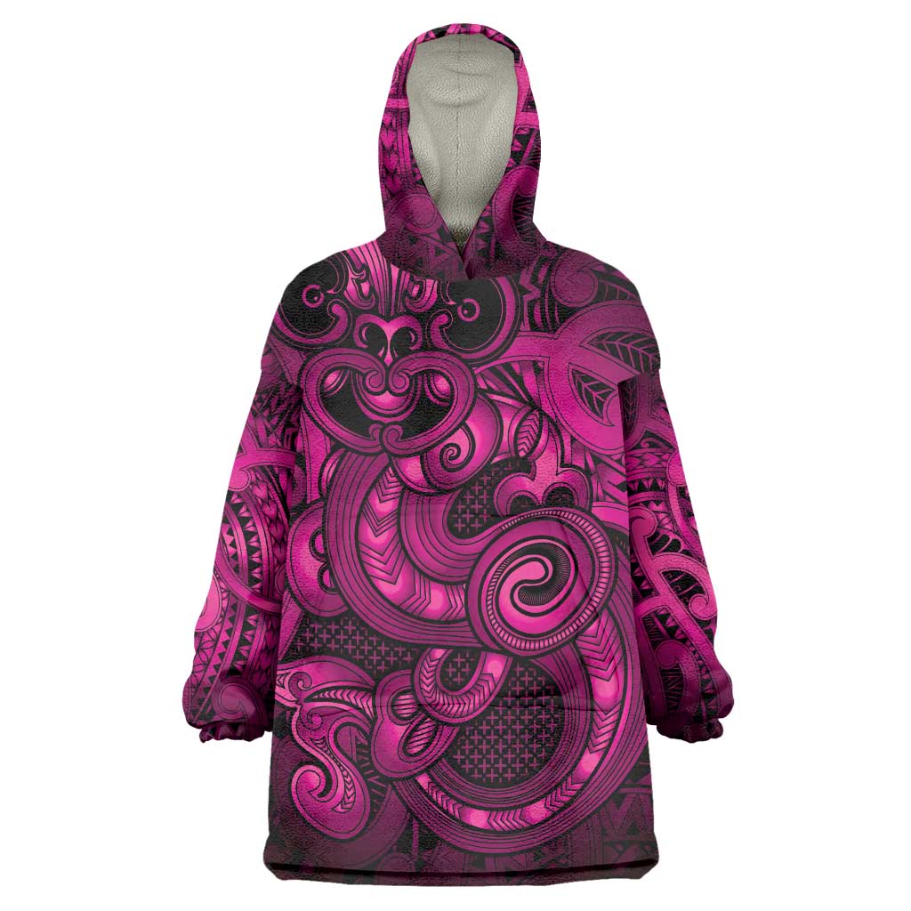 Aotearoa Maori Hei Tiki Wearable Blanket Hoodie Mawhero Kowhaiwhai Puhoro Motif