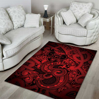 Aotearoa Maori Hei Tiki Area Rug Whero Kowhaiwhai Puhoro Motif