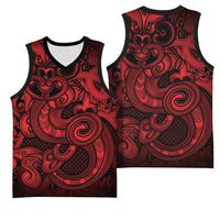Aotearoa Maori Hei Tiki Basketball Jersey Whero Kowhaiwhai Puhoro Motif