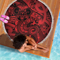 Aotearoa Maori Hei Tiki Beach Blanket Whero Kowhaiwhai Puhoro Motif