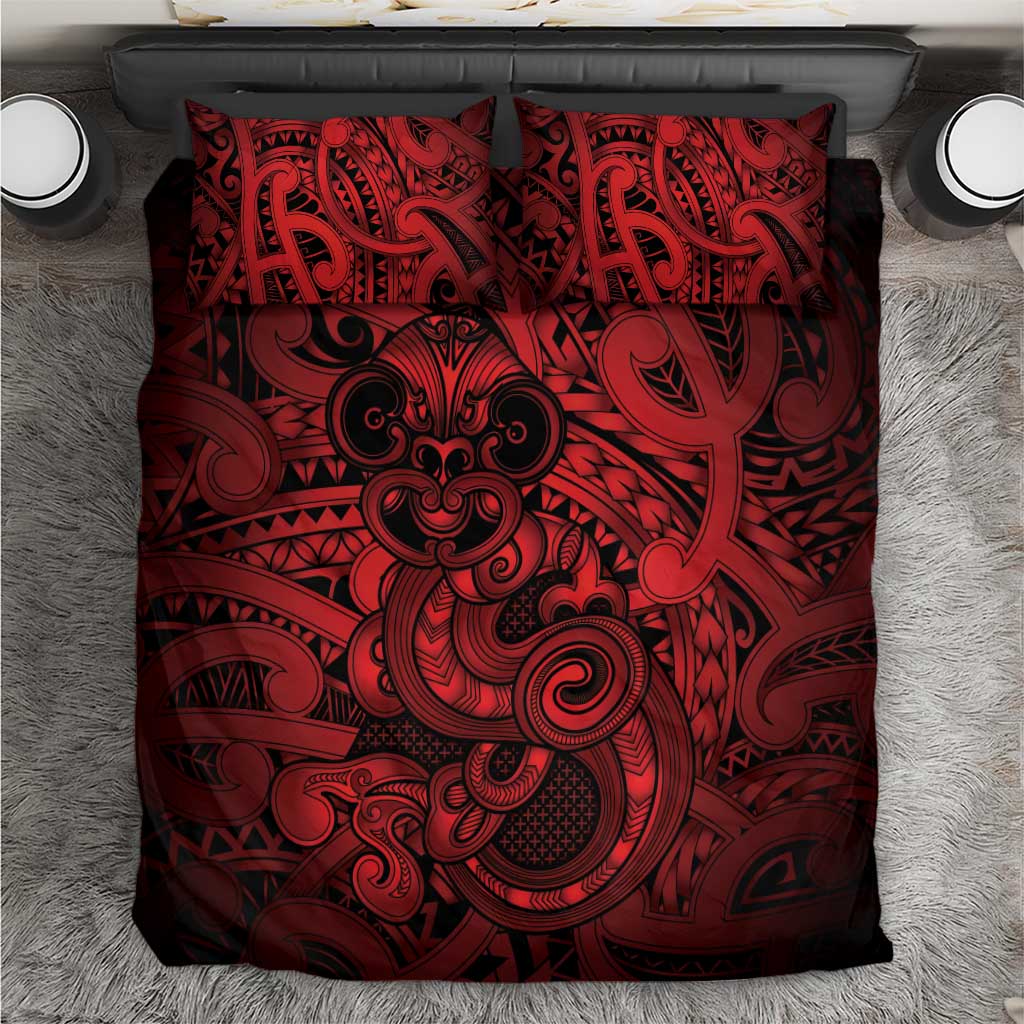 Aotearoa Maori Hei Tiki Bedding Set Whero Kowhaiwhai Puhoro Motif