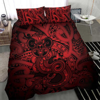 Aotearoa Maori Hei Tiki Bedding Set Whero Kowhaiwhai Puhoro Motif