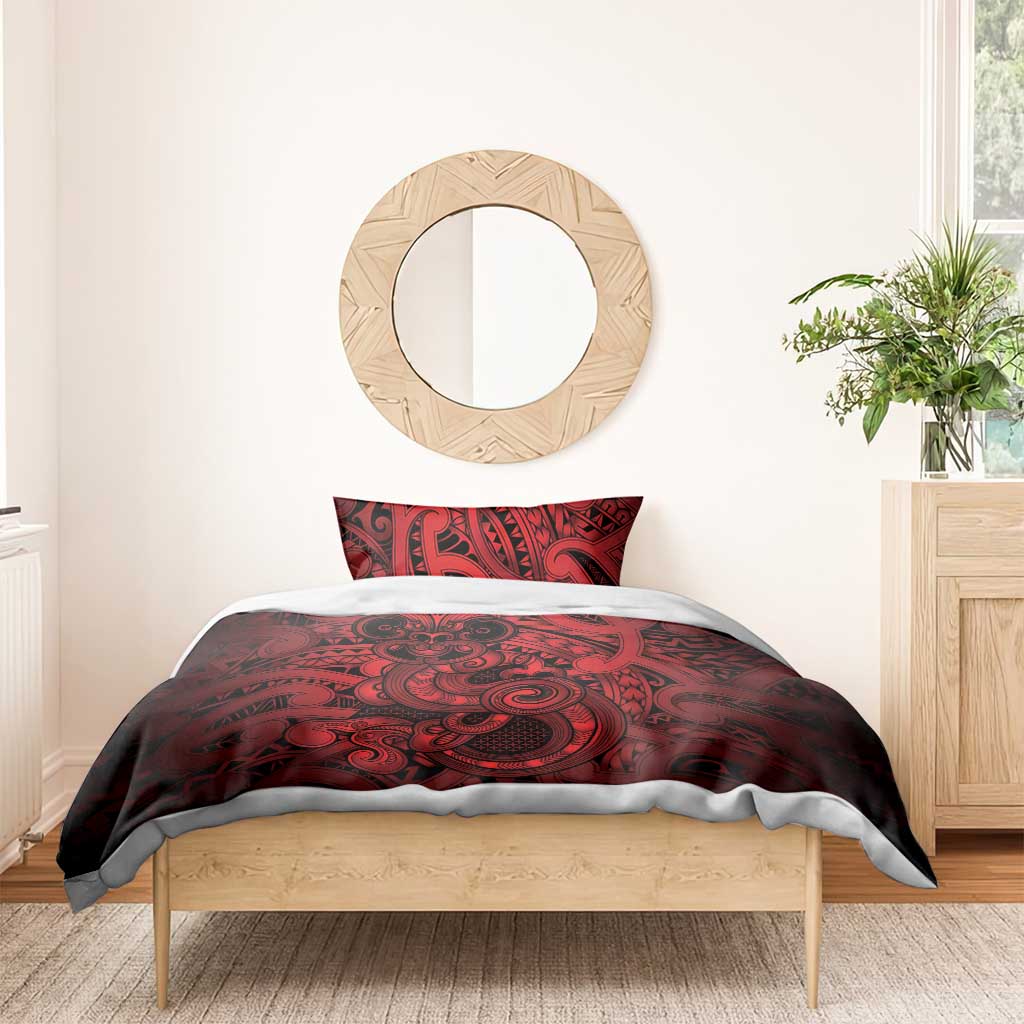 Aotearoa Maori Hei Tiki Bedding Set Whero Kowhaiwhai Puhoro Motif