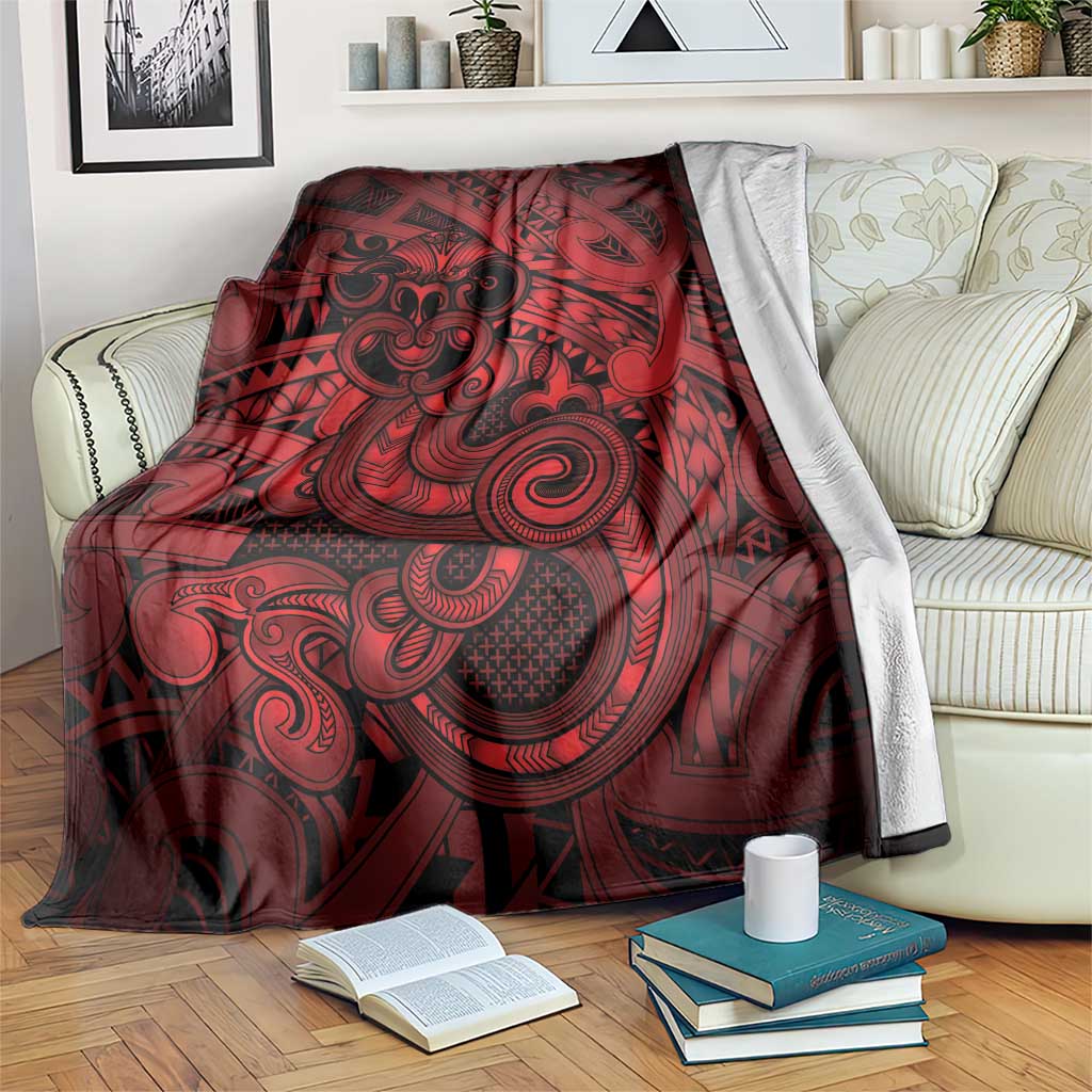 Aotearoa Maori Hei Tiki Blanket Whero Kowhaiwhai Puhoro Motif