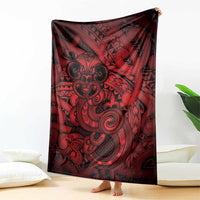 Aotearoa Maori Hei Tiki Blanket Whero Kowhaiwhai Puhoro Motif