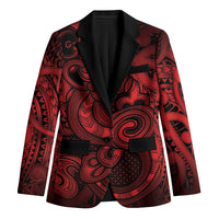 Aotearoa Maori Hei Tiki Blazer Whero Kowhaiwhai Puhoro Motif