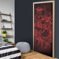 Aotearoa Maori Hei Tiki Door Cover Whero Kowhaiwhai Puhoro Motif