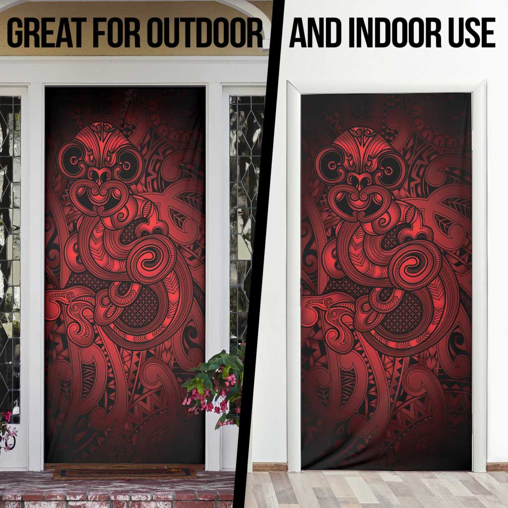 Aotearoa Maori Hei Tiki Door Cover Whero Kowhaiwhai Puhoro Motif