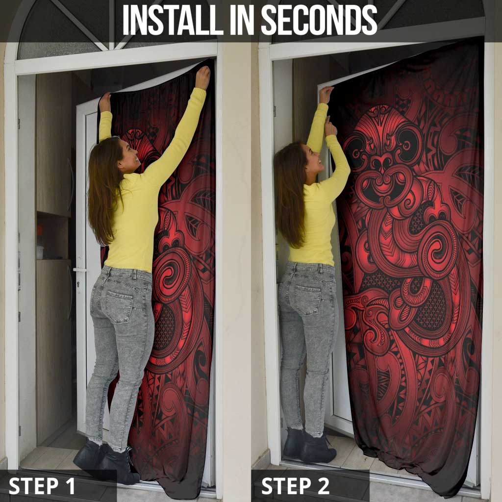 Aotearoa Maori Hei Tiki Door Cover Whero Kowhaiwhai Puhoro Motif