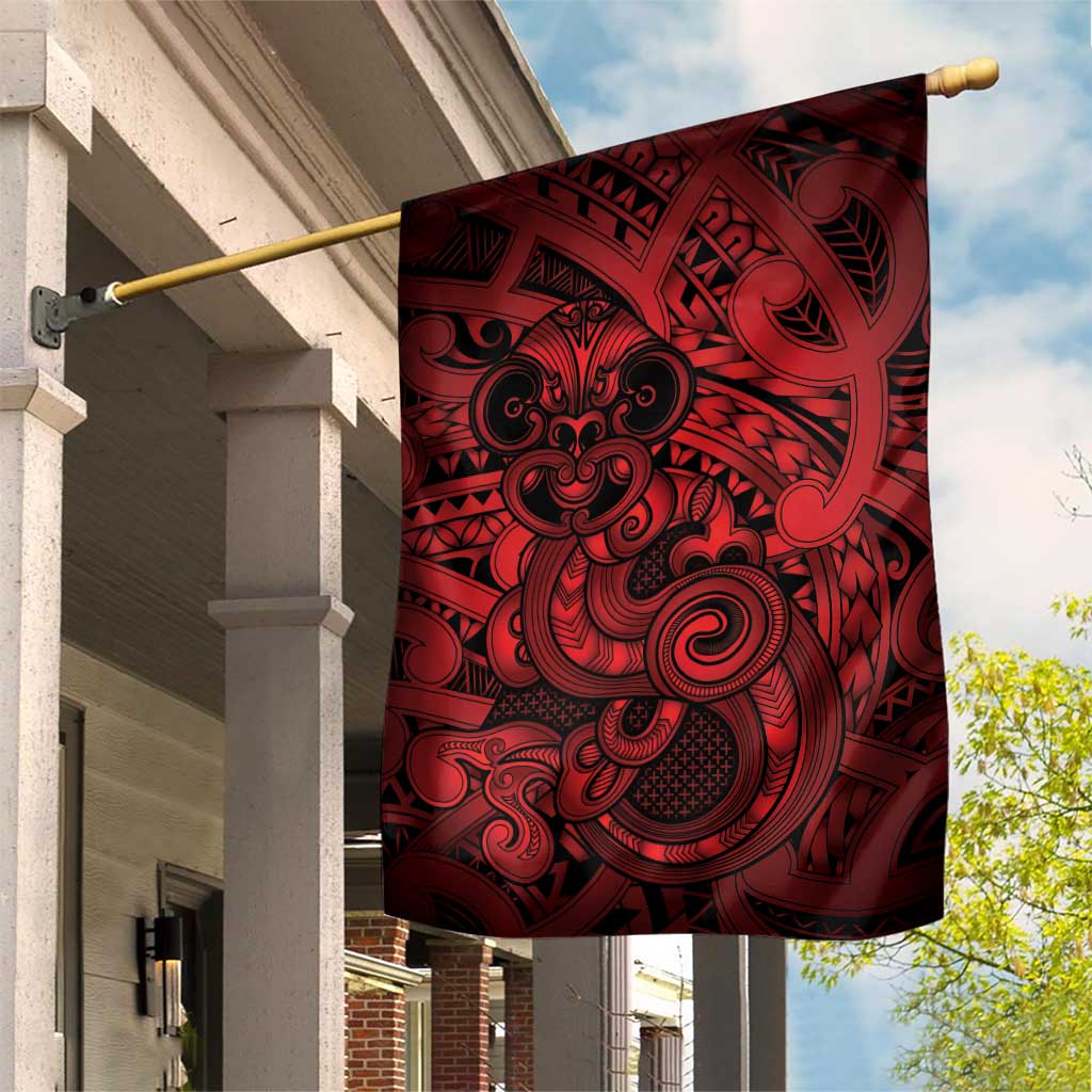 Aotearoa Maori Hei Tiki Garden Flag Whero Kowhaiwhai Puhoro Motif LT9 House Flag Red - Polynesian Pride