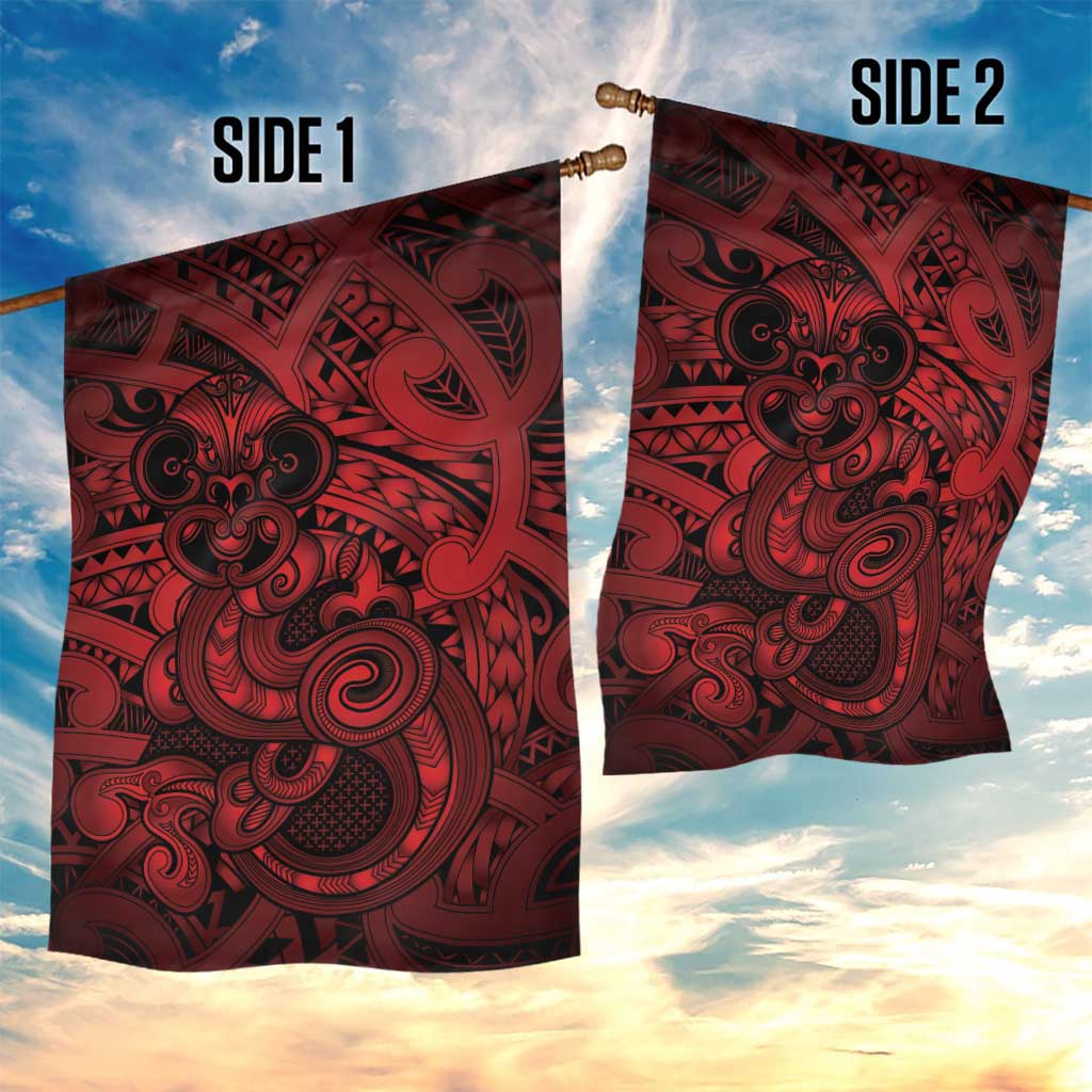 Aotearoa Maori Hei Tiki Garden Flag Whero Kowhaiwhai Puhoro Motif LT9 - Polynesian Pride