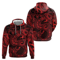 Aotearoa Maori Hei Tiki Hoodie Whero Kowhaiwhai Puhoro Motif