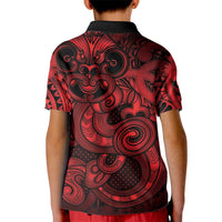 Aotearoa Maori Hei Tiki Kid Polo Shirt Whero Kowhaiwhai Puhoro Motif LT9 - Polynesian Pride
