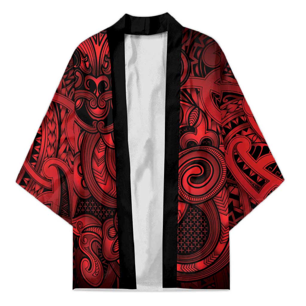 Aotearoa Maori Hei Tiki Kimono Whero Kowhaiwhai Puhoro Motif LT9 Unisex Red - Polynesian Pride