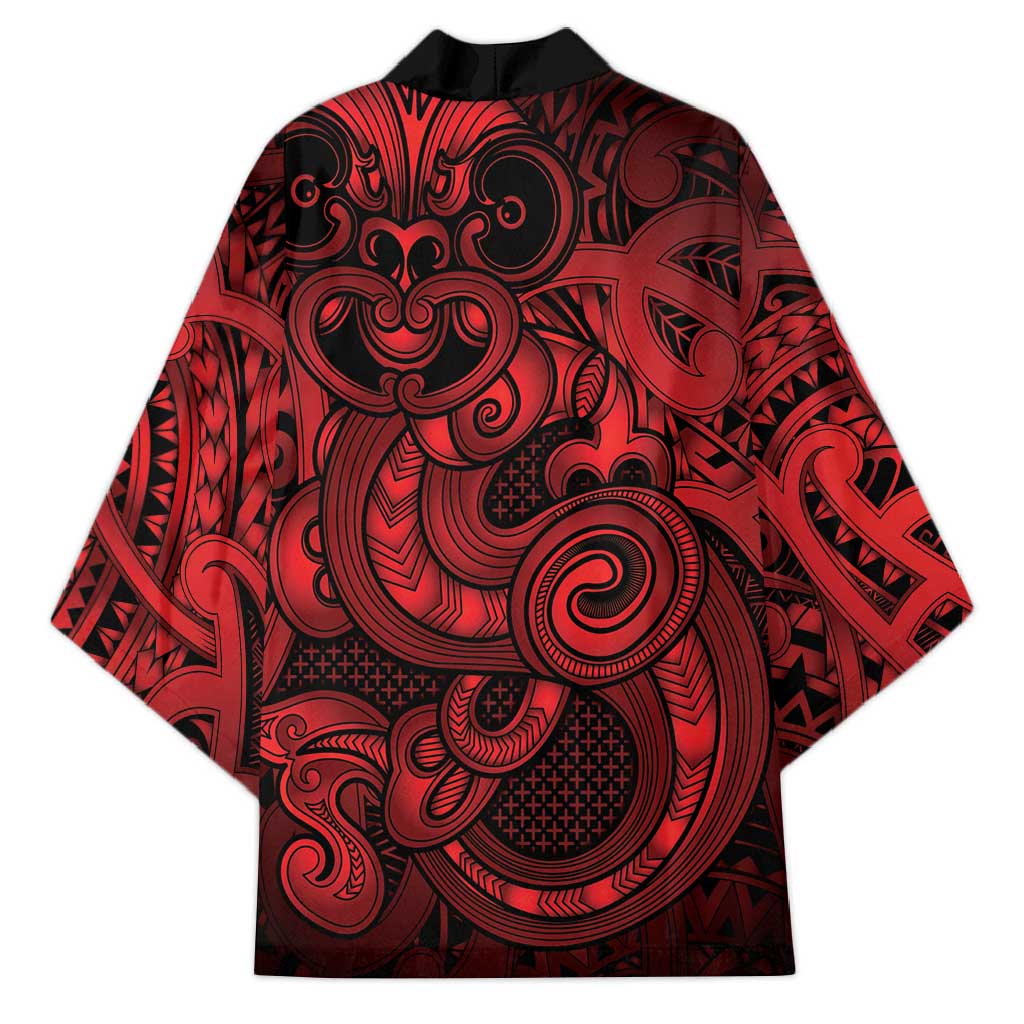 Aotearoa Maori Hei Tiki Kimono Whero Kowhaiwhai Puhoro Motif LT9 - Polynesian Pride