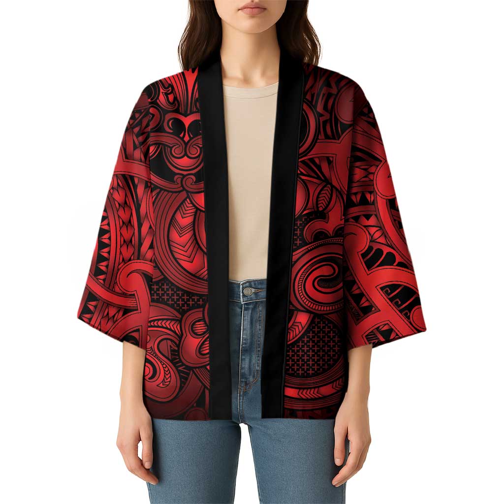 Aotearoa Maori Hei Tiki Kimono Whero Kowhaiwhai Puhoro Motif LT9 - Polynesian Pride