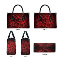 Aotearoa Maori Hei Tiki Leather Bag Whero Kowhaiwhai Puhoro Motif LT9 - Polynesian Pride