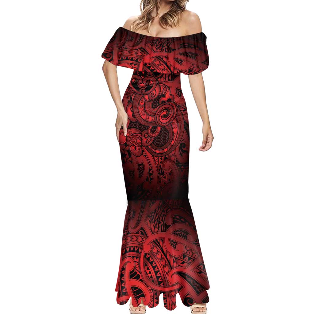 Aotearoa Maori Hei Tiki Mermaid Dress Whero Kowhaiwhai Puhoro Motif