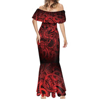 Aotearoa Maori Hei Tiki Mermaid Dress Whero Kowhaiwhai Puhoro Motif
