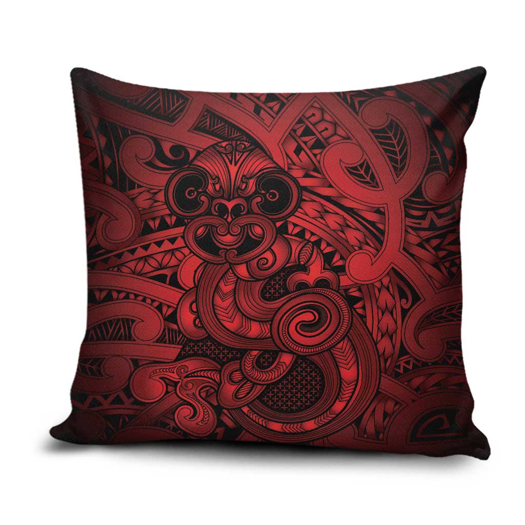 Aotearoa Maori Hei Tiki Pillow Cover Whero Kowhaiwhai Puhoro Motif LT9 Red - Polynesian Pride