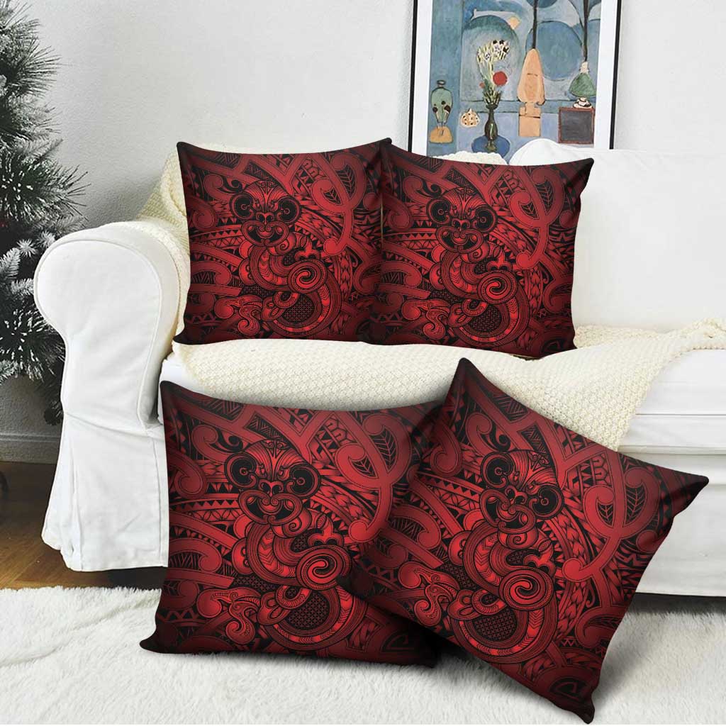 Aotearoa Maori Hei Tiki Pillow Cover Whero Kowhaiwhai Puhoro Motif LT9 - Polynesian Pride