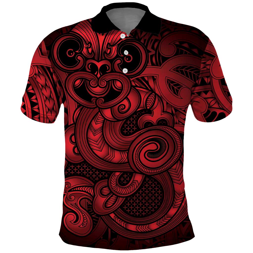 Aotearoa Maori Hei Tiki Polo Shirt Whero Kowhaiwhai Puhoro Motif