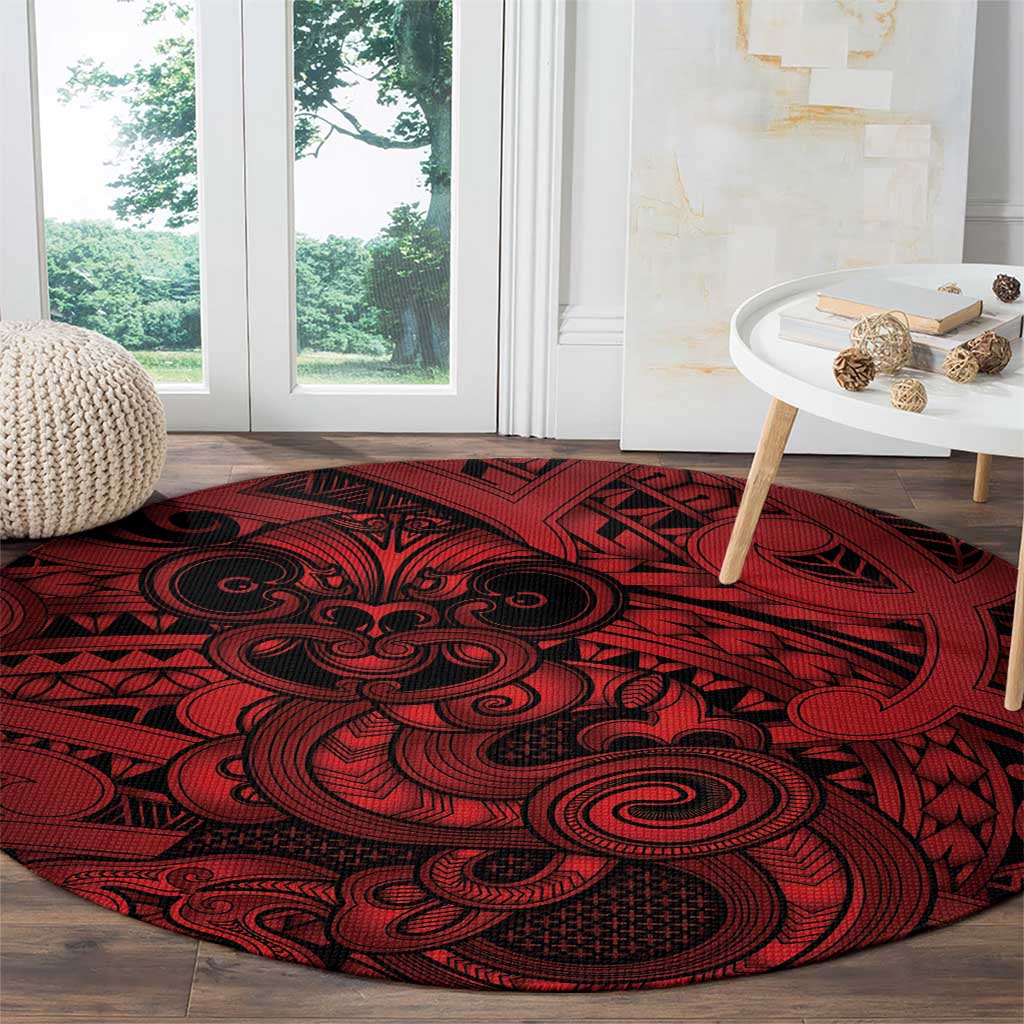 Aotearoa Maori Hei Tiki Round Carpet Whero Kowhaiwhai Puhoro Motif LT9 - Polynesian Pride