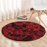 Aotearoa Maori Hei Tiki Round Carpet Whero Kowhaiwhai Puhoro Motif LT9 - Polynesian Pride