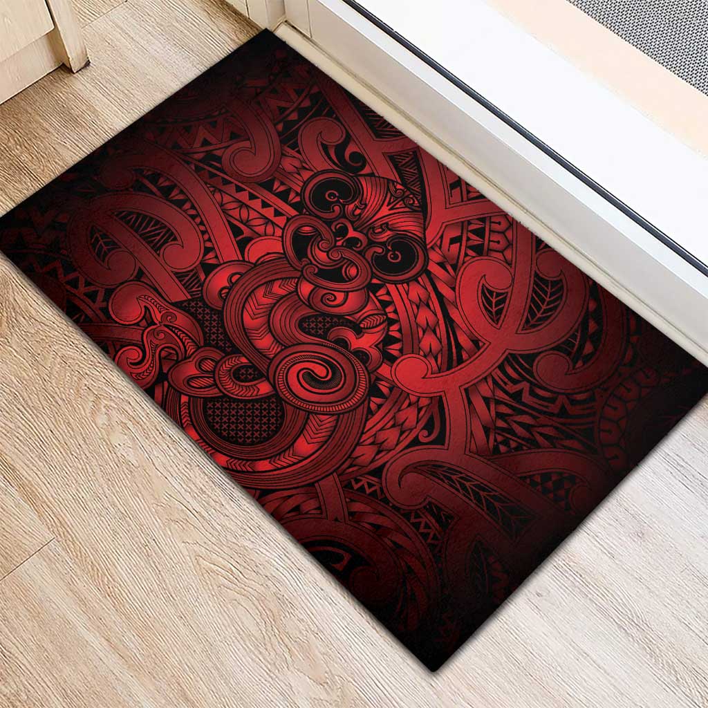 Aotearoa Maori Hei Tiki Rubber Doormat Whero Kowhaiwhai Puhoro Motif LT9 - Polynesian Pride