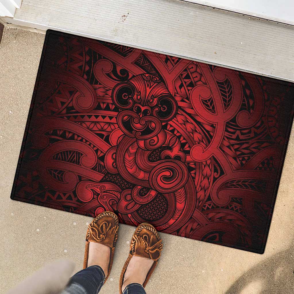 Aotearoa Maori Hei Tiki Rubber Doormat Whero Kowhaiwhai Puhoro Motif LT9 - Polynesian Pride