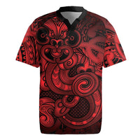 Aotearoa Maori Hei Tiki Rugby Jersey Whero Kowhaiwhai Puhoro Motif LT9 Red - Polynesian Pride