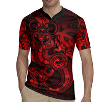Aotearoa Maori Hei Tiki Rugby Jersey Whero Kowhaiwhai Puhoro Motif LT9 - Polynesian Pride