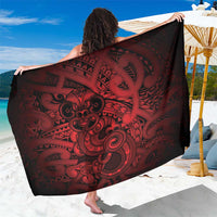 Aotearoa Maori Hei Tiki Sarong Whero Kowhaiwhai Puhoro Motif LT9 One Size 44 x 66 inches Red - Polynesian Pride