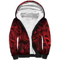 Aotearoa Maori Hei Tiki Sherpa Hoodie Whero Kowhaiwhai Puhoro Motif
