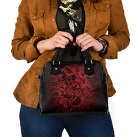 Aotearoa Maori Hei Tiki Shoulder Handbag Whero Kowhaiwhai Puhoro Motif LT9 - Polynesian Pride