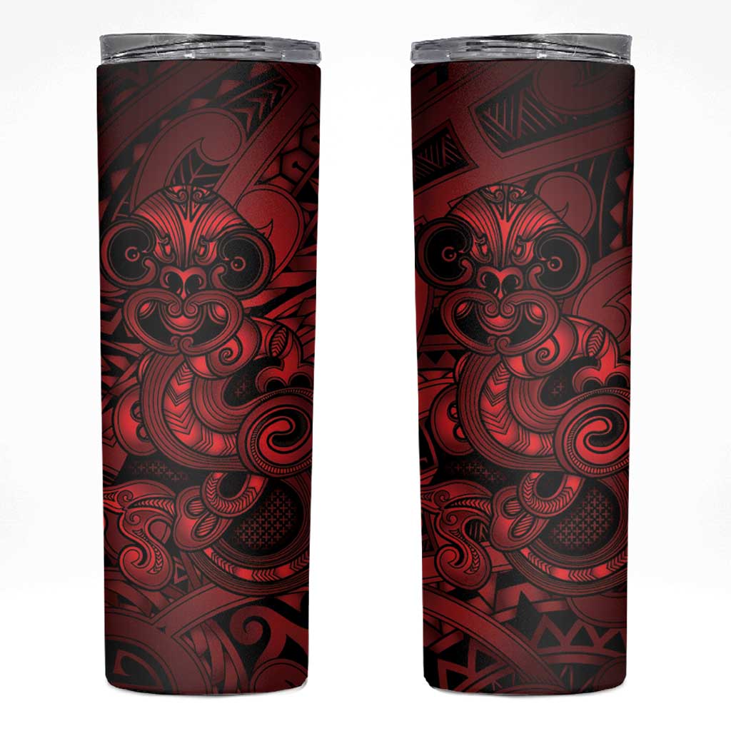 Aotearoa Maori Hei Tiki Skinny Tumbler Whero Kowhaiwhai Puhoro Motif