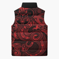 Aotearoa Maori Hei Tiki Sleeveless Puffer Jacket Whero Kowhaiwhai Puhoro Motif