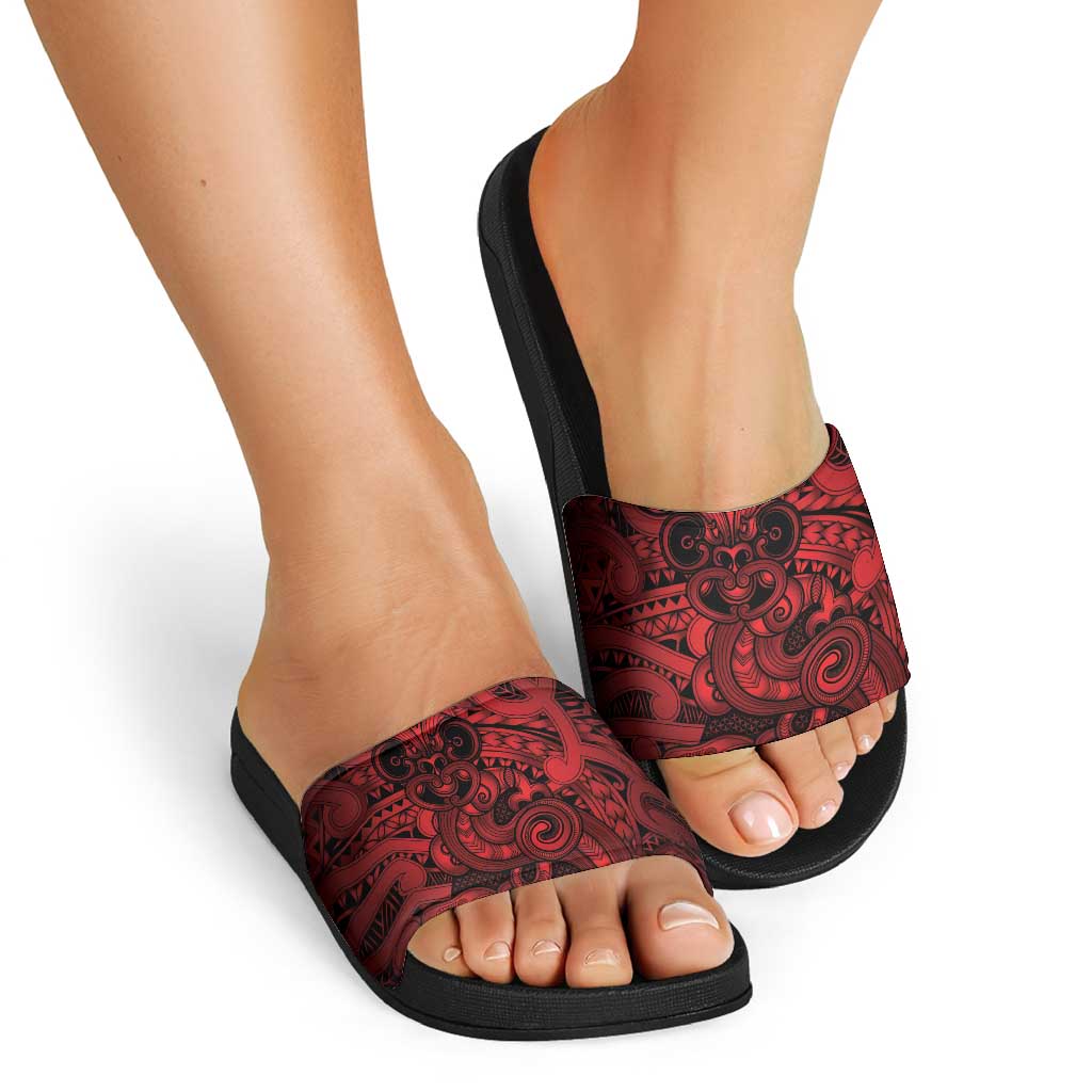 Aotearoa Maori Hei Tiki Slide Sandals Whero Kowhaiwhai Puhoro Motif LT9 - Polynesian Pride