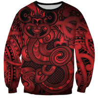 Aotearoa Maori Hei Tiki Sweatshirt Whero Kowhaiwhai Puhoro Motif