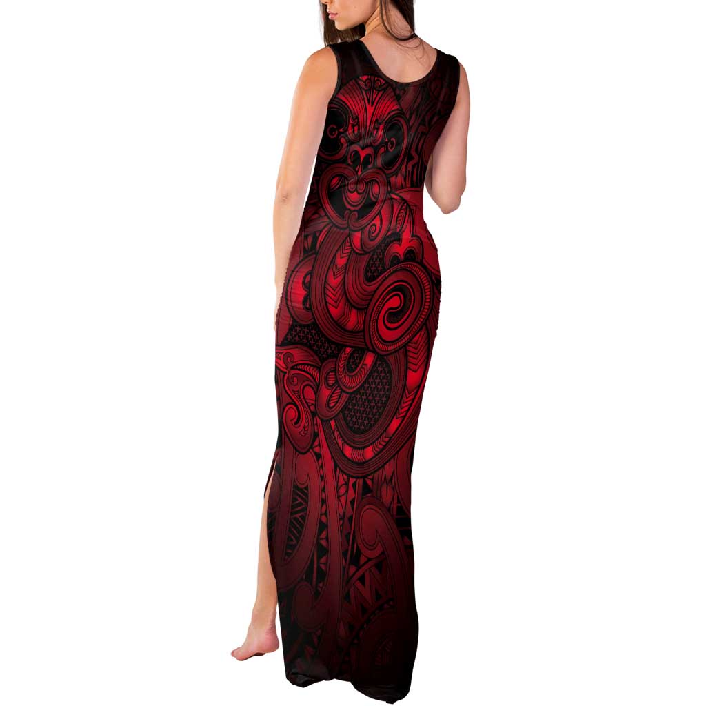 Aotearoa Maori Hei Tiki Tank Maxi Dress Whero Kowhaiwhai Puhoro Motif LT9 - Polynesian Pride